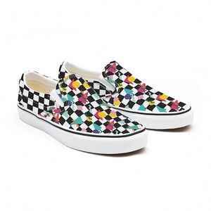 Vans Customs Unisex Geometric Checkerboard Slip Ons NWT Womens Sz 8 Retro Skater